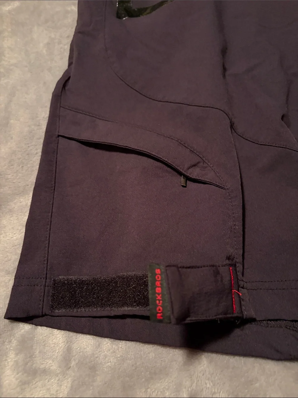 Rockers Men's Black Performance Cargo Shorts with Red Stitching